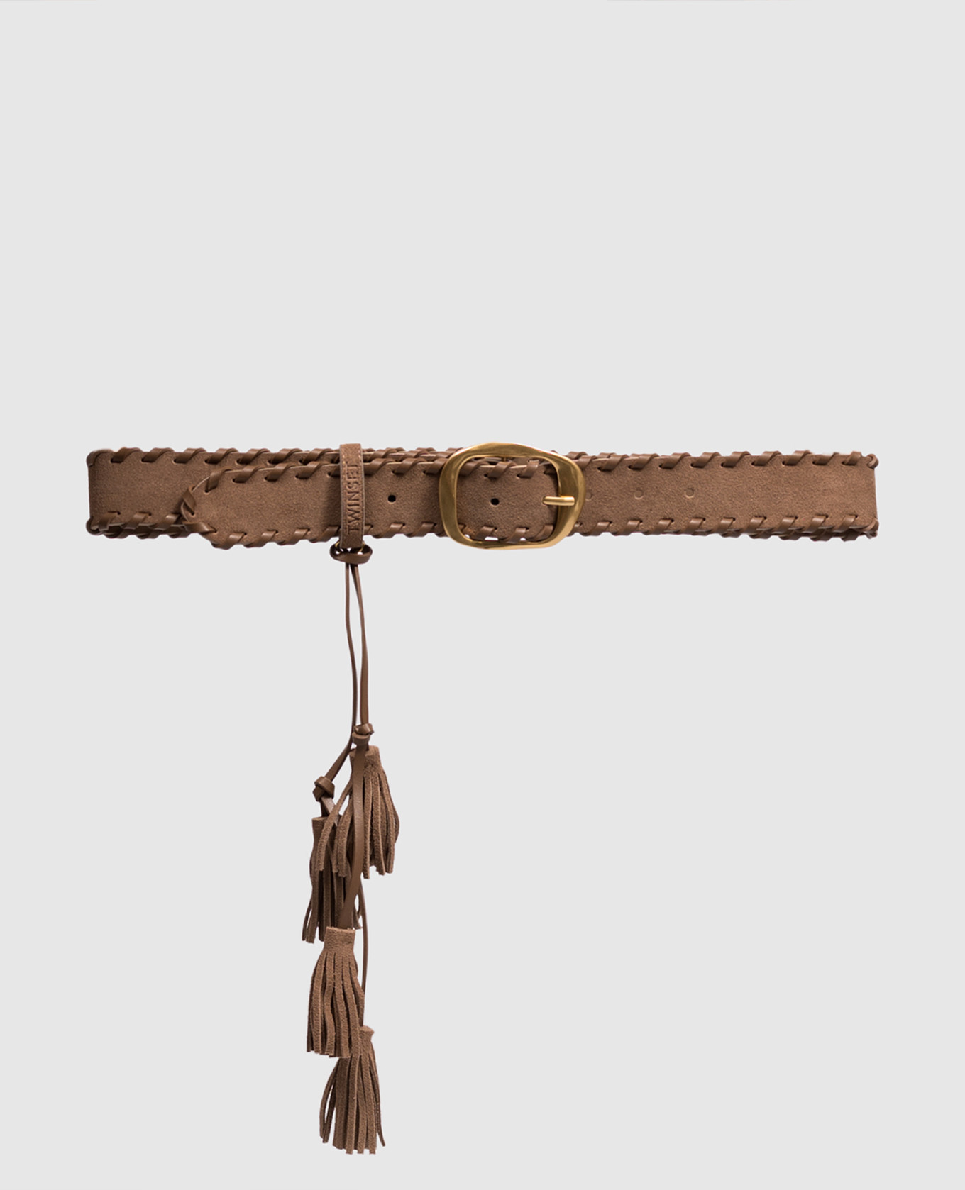 Brown suede belt with pendant