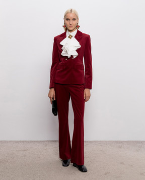 Twinset Burgundy velour double-breasted jacket 262AP2270