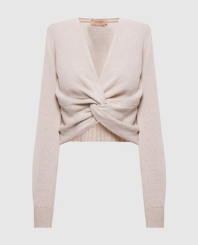 Twinset Beige cropped wool and cashmere sweater 262TT3070