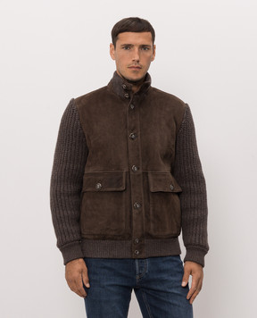 Brunello Cucinelli Brown combination jacket with fur MPMVS2060