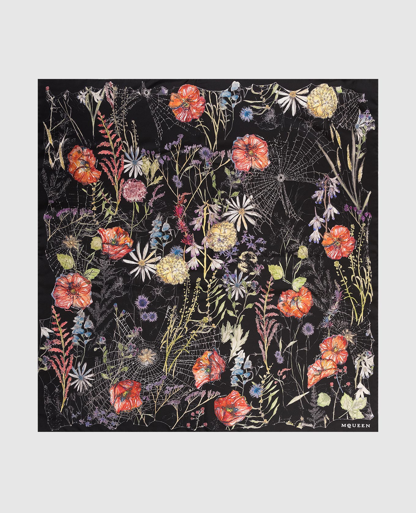 

Black silk scarf with a floral pattern Spider Alexander McQueen