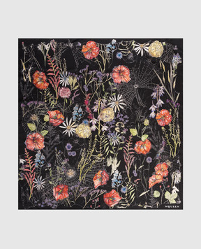 Alexander McQueen Black silk scarf with a floral pattern Spider 8585293001Q