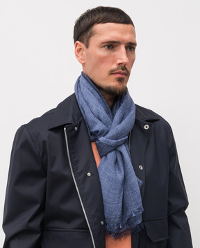 Brunello Cucinelli Blue silk and linen scarf MSC682OR