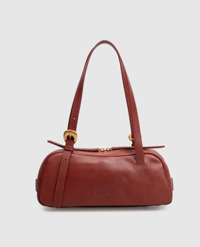 Twinset Burgundy leather bag with embossed logo 262TB7193