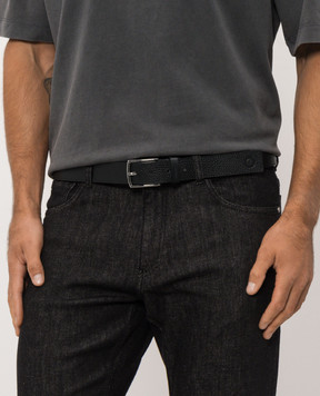 Trussardi Black leather belt with embossed logo B349B000042NMEL01L61