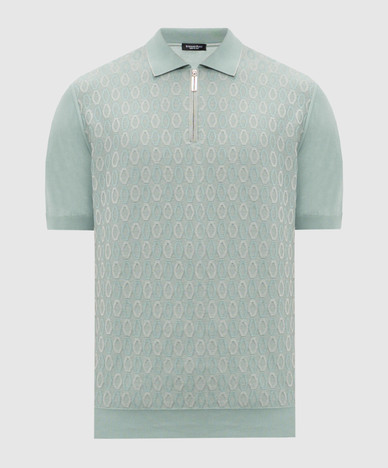 Green polo shirt with patterned silk