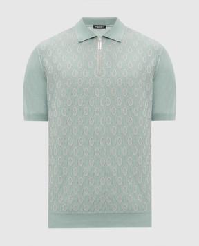 Stefano Ricci Green polo shirt with patterned silk K414015P31F26166