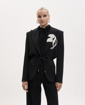 David Koma Black wool jacket with appliqué SS26DK28J