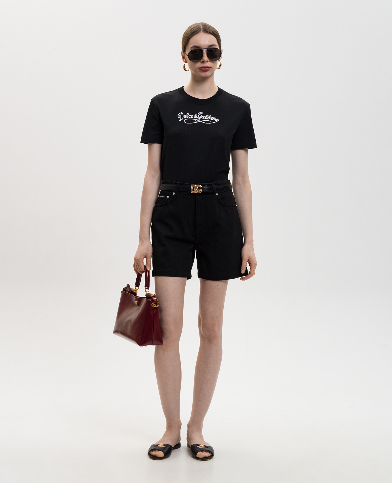 

Black denim shorts with logo Dolce&Gabbana
