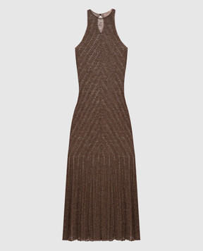 Twinset Brown linen dress with lurex 261TT3213
