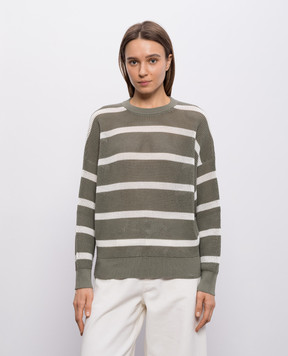 Brunello Cucinelli Green openwork striped jumper M19225700