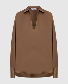 Brunello Cucinelli Brown silk blouse MP179B1D05