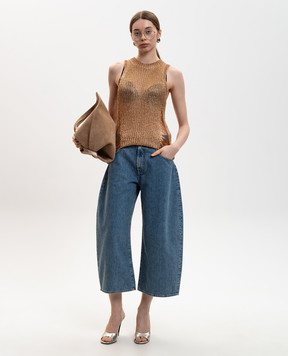 The Attico Blue denim culottes with logo patch 260WCP00293DDD116AA