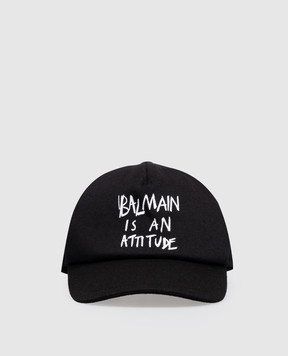 Balmain Children's black cap with contrasting lettering BZ0I37Z1952