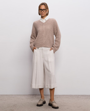 Peserico Beige openwork pullover with alpaca wool A99244F05G9100