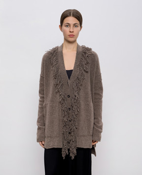 Masnada Brown cardigan with wool 79A05