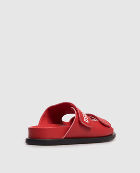 DSQUARED2 Children's red leather flip-flops with logo 827323035