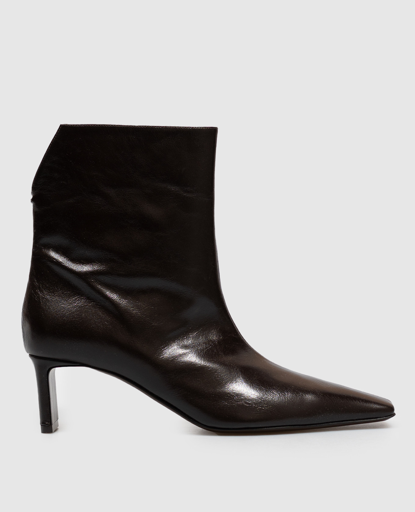 Brown leather glossy ankle boots Ona
