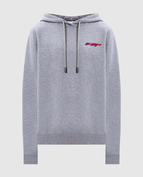 Off-White Grey melange hoodie with logo embroidery 2BB035S26FLE001