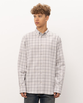 Off-White Gray checkered shirt with logo embroidery 44MGE04MF26F003