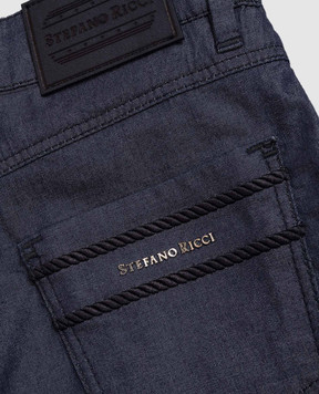 Stefano Ricci Children's blue pants with logo patch Y8T6101090TSOBL