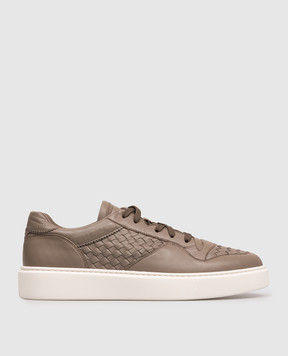 Doucal's Brown leather sneakers with weaving DU3261HAXEUY217