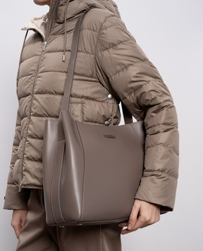 Peserico Gray leather bag with branded patch A38376C0CC759