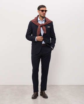 Brunello Cucinelli Blue wool and silk suit MHN217BTZ
