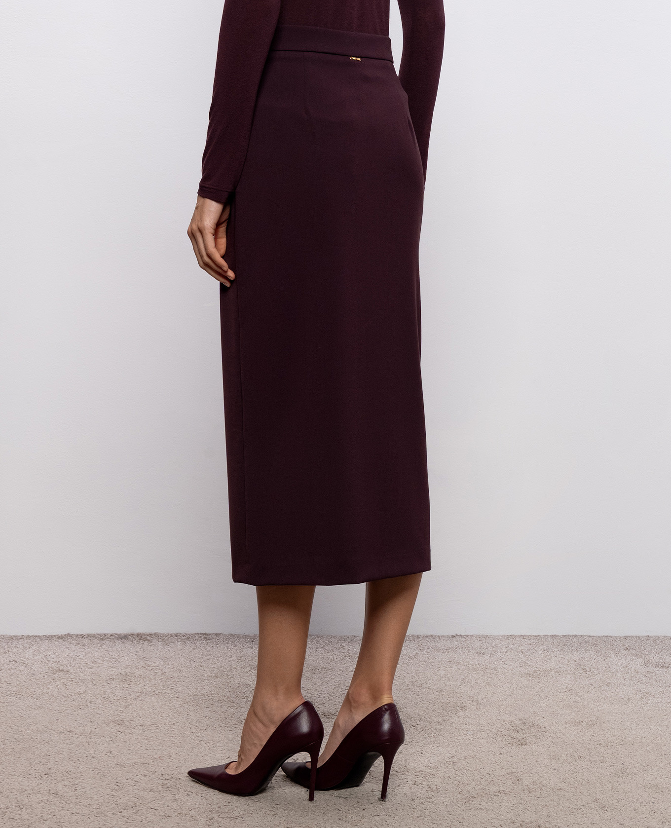 Burgundy midi skirt Twinset 4