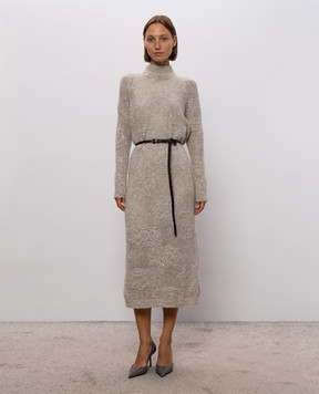 Brunello Cucinelli Gray openwork dress with belt MFA790A94