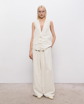 UMA WANG Beige palazzos with linen UW3017