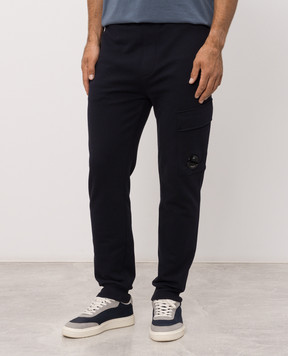 C.P. Company Blue joggers with logo patch MSP717A005086W