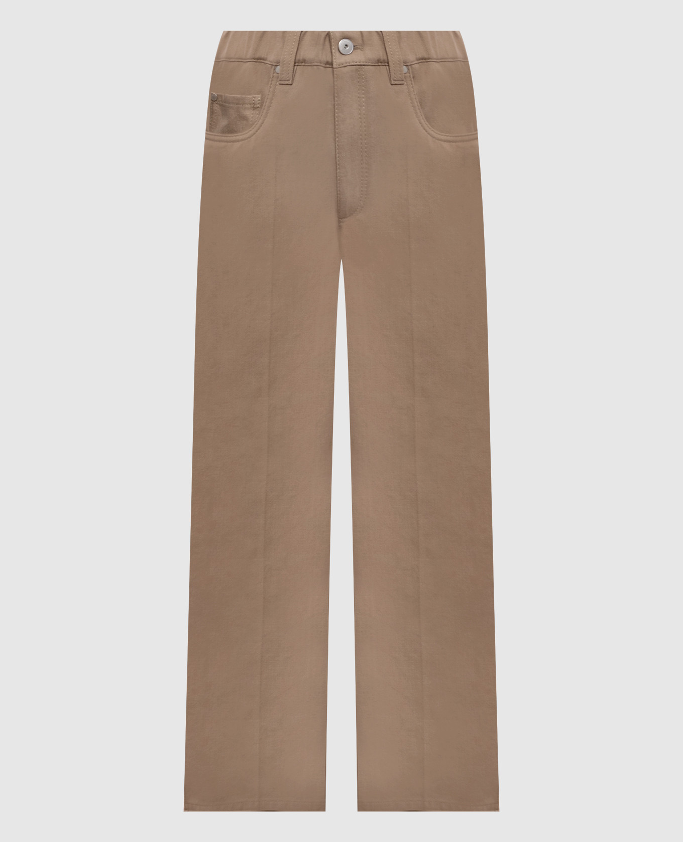 Beige jeans with a monil chain