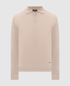 Enrico Mandelli Gray wool polo shirt with pattern 4K055A6210