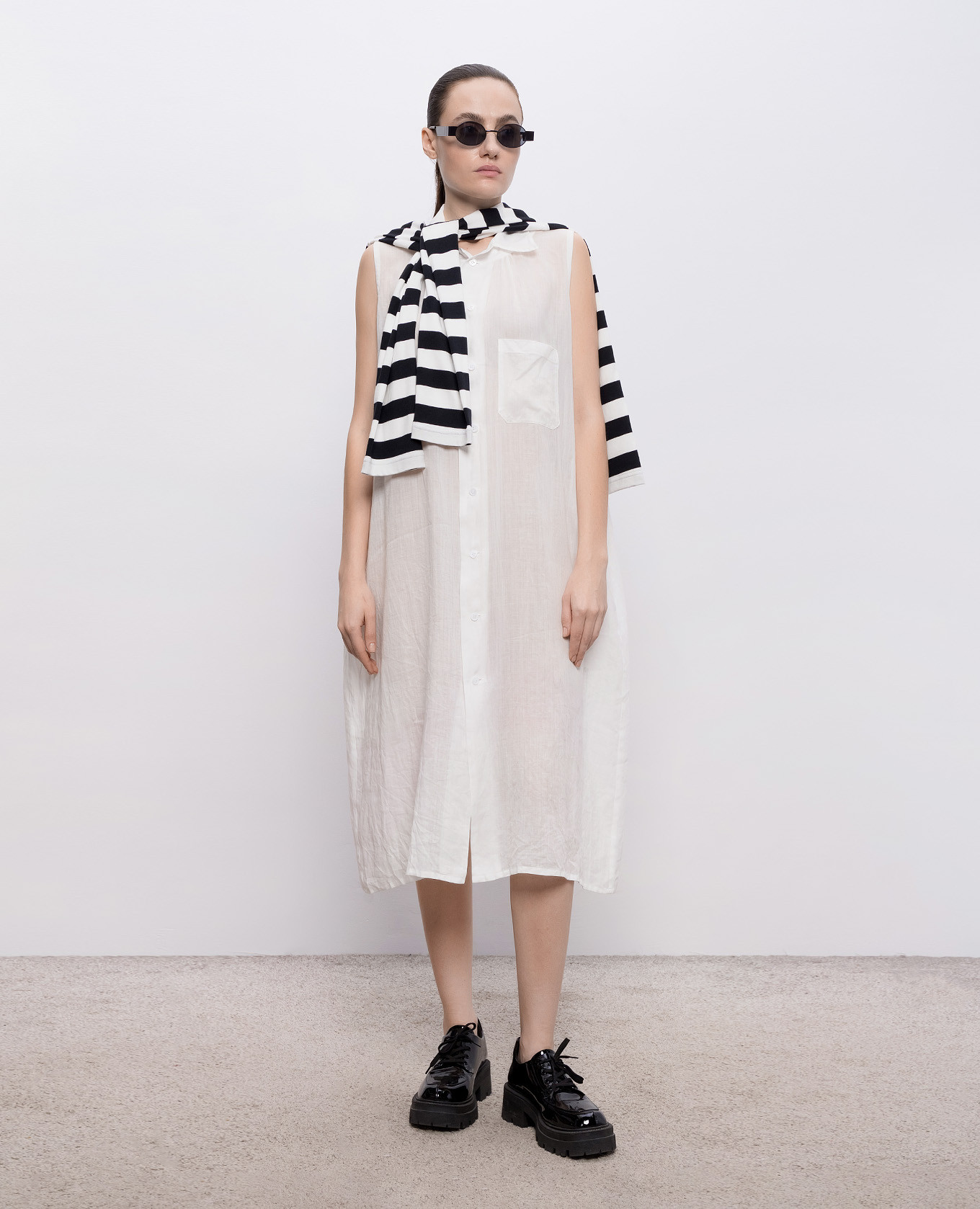 White linen shirt dress Y`S Yamamoto 2