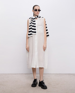 Y`S Yamamoto White linen shirt dress YKD06300