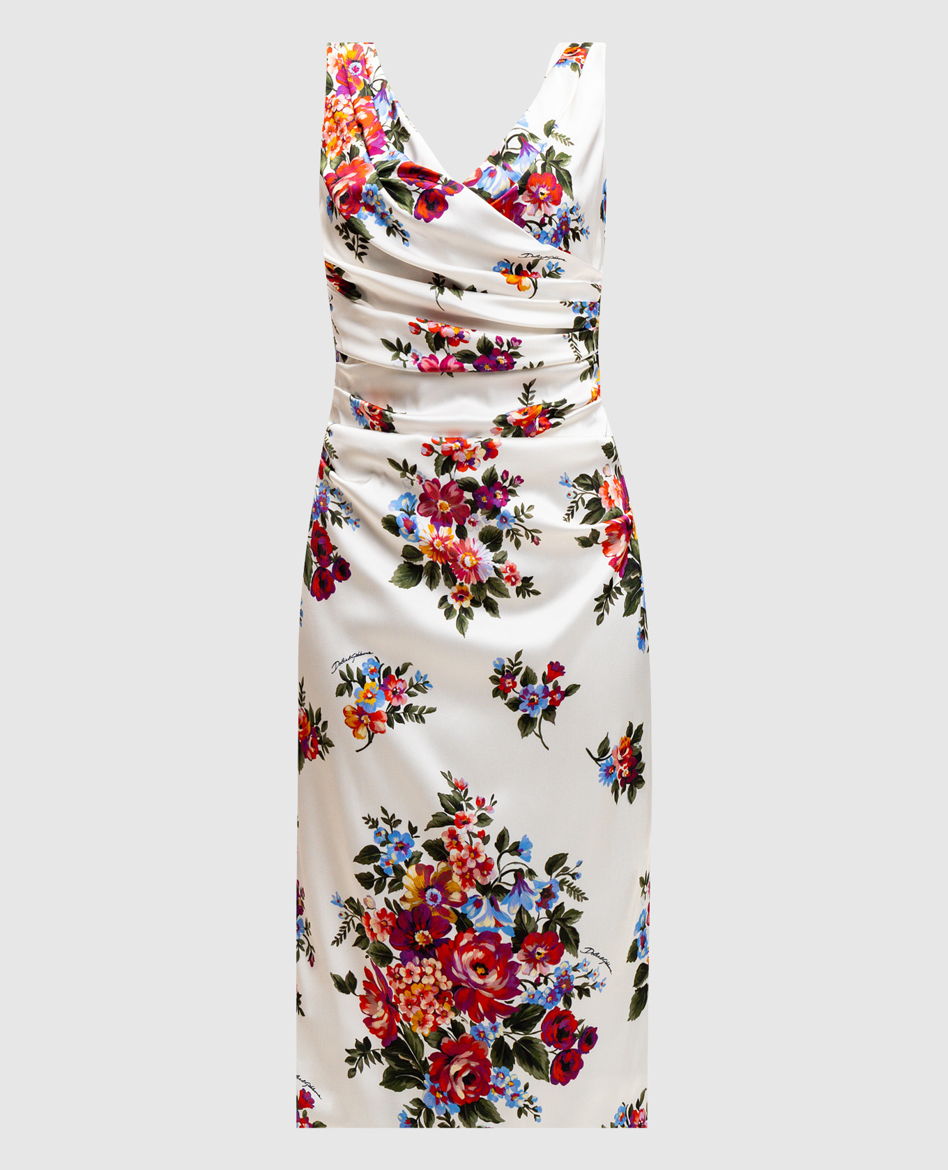 White dress with floral print Dolce&Gabbana