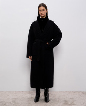 Babe Pay Pls Black wool and cashmere coat with a smell AMAYUGA