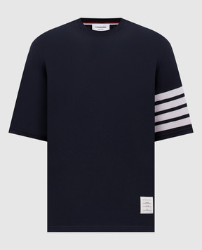 Thom Browne Blue t-shirt with logo patch MJS168G07862