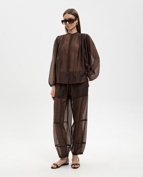 Twinset Brown blouse with drapery 261TF2040