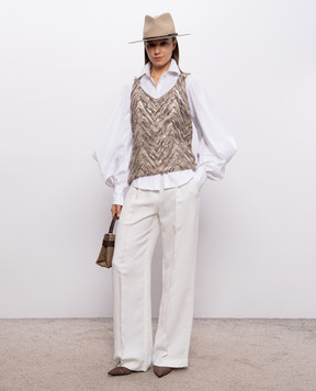 Brunello Cucinelli White shirt with a monil chain M0091NM906