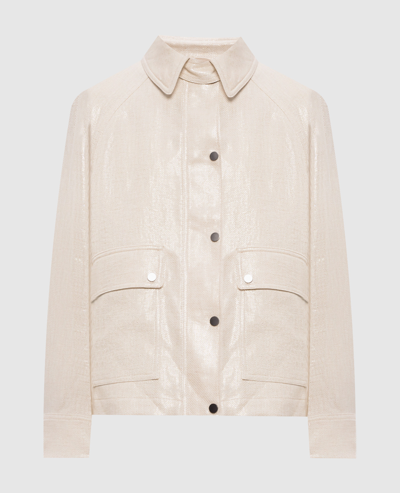 Elfenbeinfarbene Leinenjacke mit Lurex