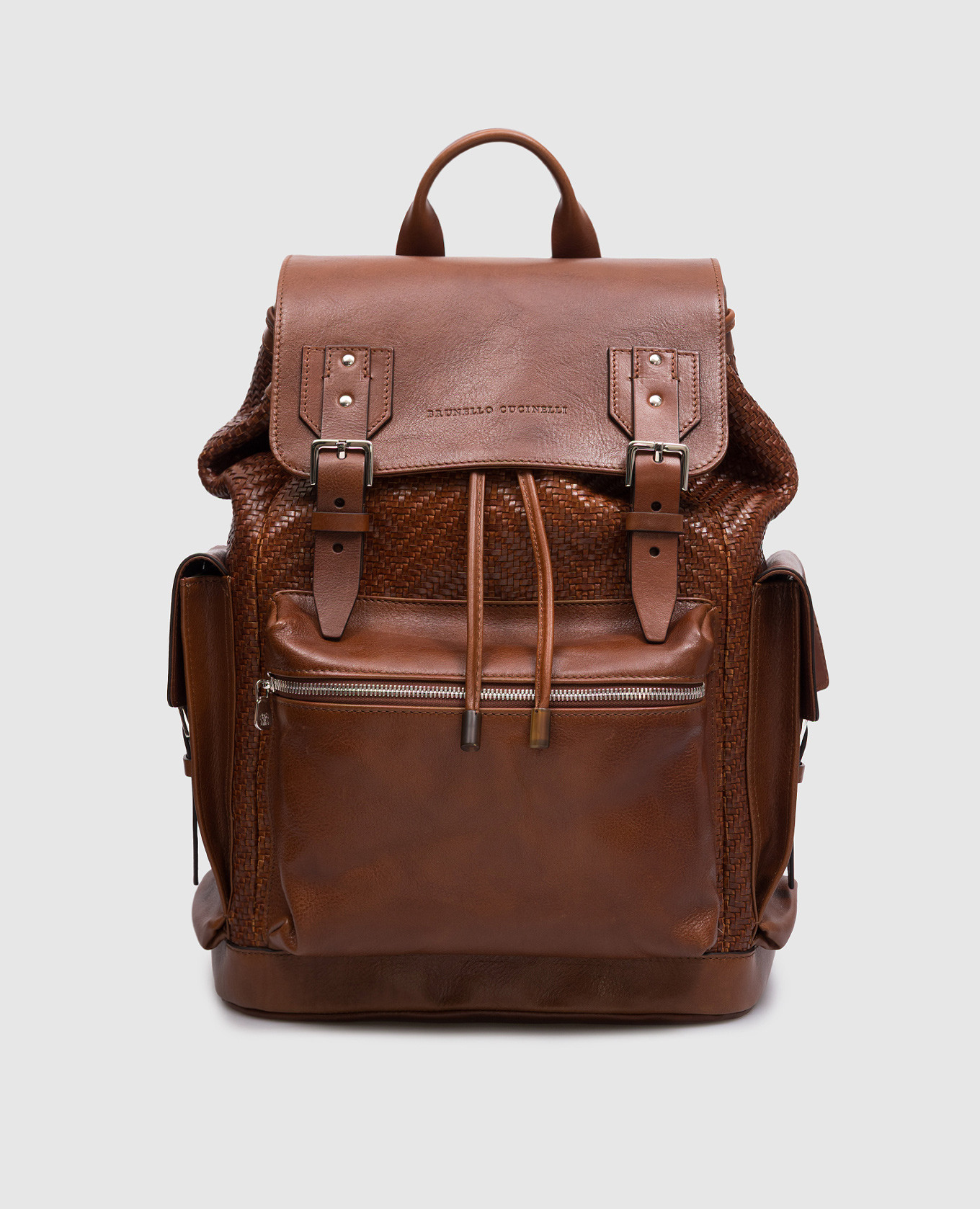 

Brown leather woven backpack Brunello Cucinelli
