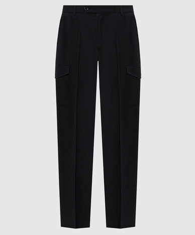 Black wool and silk cargo pants