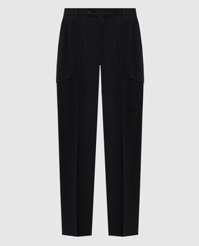 Stefano Ricci Black wool and silk cargo pants M1T6300190WK002V