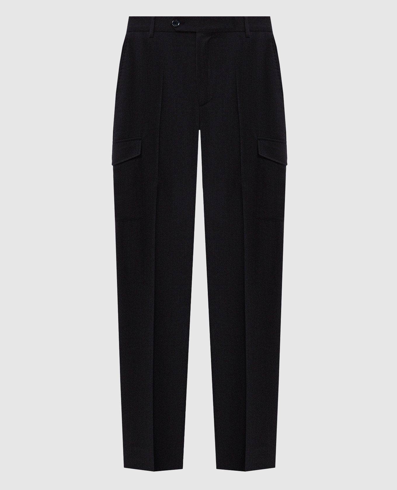Black wool and silk cargo pants