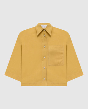 Brunello Cucinelli Yellow cropped linen shirt MP698MS306