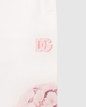 Dolce&Gabbana Children's white pants with a floral print L5JPIOG7PSD46