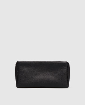 The Row Black leather clutch with logo W1867L624
