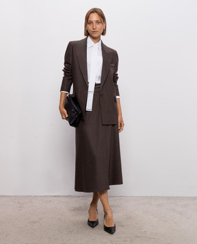 Peserico Brown wool and cashmere pleated skirt A05736A03358